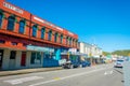 Some cars parked in the street in main South Road, Greymouth, New Zealand