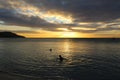 Sunset in the Blue Lagoon Beach in the island of Nacula, Yasawa, Fiji Royalty Free Stock Photo