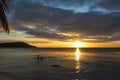 Sunset in the Blue Lagoon Beach in the island of Nacula, Yasawa, Fiji