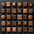 some chocolates on a flat black surface realist: lifelike accuracy