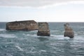 Some cliffs in the sea in the Bay of Islands area at the Great Ocean Road in Australia
