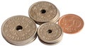 Some coins of Danish Kroner Royalty Free Stock Photo