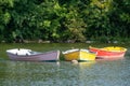 Colorful Rowboats on a Lake Royalty Free Stock Photo