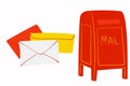 Some colourful mail envelope isolated with post box