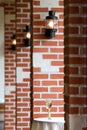 Columns of brick with lanterns Royalty Free Stock Photo