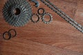 Some composition of a bicycle chain, several sprockets and other