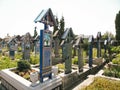 Some crucifix in cimitirul vesel merry cemetery in Sapanta, Maramures