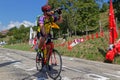 Some cyclo-tourists run the road of the Tour just before the race