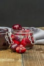 Some delicious ripe cherries and red fruit jam Royalty Free Stock Photo