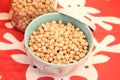 Some dried chick peas in a bowl