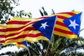 Some estelada, the catalan pro-independence flag, against the sk Royalty Free Stock Photo