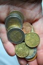 some euro coins in my left hand