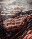 excellent pieces of Argentinian beef on a charcoal grill