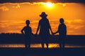 Some family silhouette at sunset