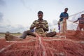 Some fisherman`s are fixing there net in Chaktai khal Chittagong, Bangladesh. Royalty Free Stock Photo