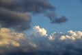 Some fluffy clouds in the afternoon sky.