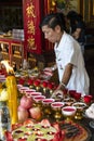 Food offerings in a temple in Bangkok