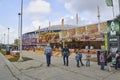 Houston, USA-3rd March 2015:Food Vendors at the NRG Stadium at the Houston Livestock Show and Rodeo, with Visitors walking past.