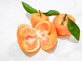 some fresh citrus fruit with stems and leaves as a healthy source of vitamin C and anti-oxidants : Santang orange, Ponkam Orange Royalty Free Stock Photo