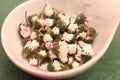 Some fresh daisies in a bowl