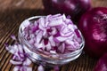 Some fresh Red Onions (diced) Royalty Free Stock Photo