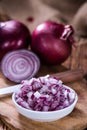 Some fresh Red Onions (diced) Royalty Free Stock Photo