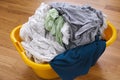 Some freshly washed clothes in a basket