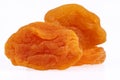 Some fruits of dried apricot isolated on white background Royalty Free Stock Photo