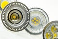 Some GU10 LED bulbs with different sizes of chips Royalty Free Stock Photo