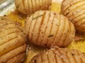 Some hasselback potatoes Royalty Free Stock Photo