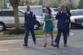 Some high school ROTC students along with their dates