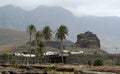 Houses and palm trees near the town Agaete in the island of Gran Canaria Royalty Free Stock Photo