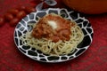 Italian pasta with a sauce of tomatoes Royalty Free Stock Photo