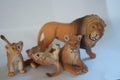 Some kids toy lions on a white background. Royalty Free Stock Photo