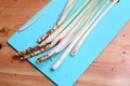 Some lemongrass on the wooden table. Fresh Herbs Royalty Free Stock Photo