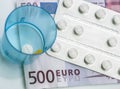 Some medications on a ticket of euro