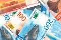 Some new 100 and 200 norwegian krone bank notes Royalty Free Stock Photo