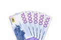 Some new 1000 norwegian krone banknotes with copy space Royalty Free Stock Photo