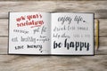 Some new years resolutions in a notebook