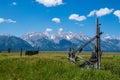 Mormon Row wooden fencing with the Grand Teton Range