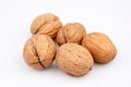 Some Organic walnut on white background. Top view Royalty Free Stock Photo