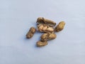 Some peanuts on the white Royalty Free Stock Photo