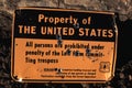 Bullet holes in a government sign.