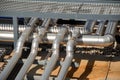 Pipelines on the roof of a modern building