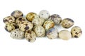 Some quail eggs on a white background