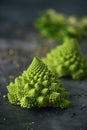 Some raw baby romanesco broccoli heads
