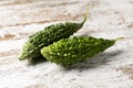 Raw karela on a table