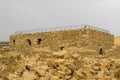 Some of the reconstructed ruins of the ancient Jewish clifftop fortress of Masada in Southern Israel. Everything below the marked Royalty Free Stock Photo