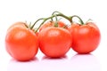 Some ripe tomatoes on a branch