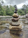 Some of rocks has been stcks together at the river Royalty Free Stock Photo